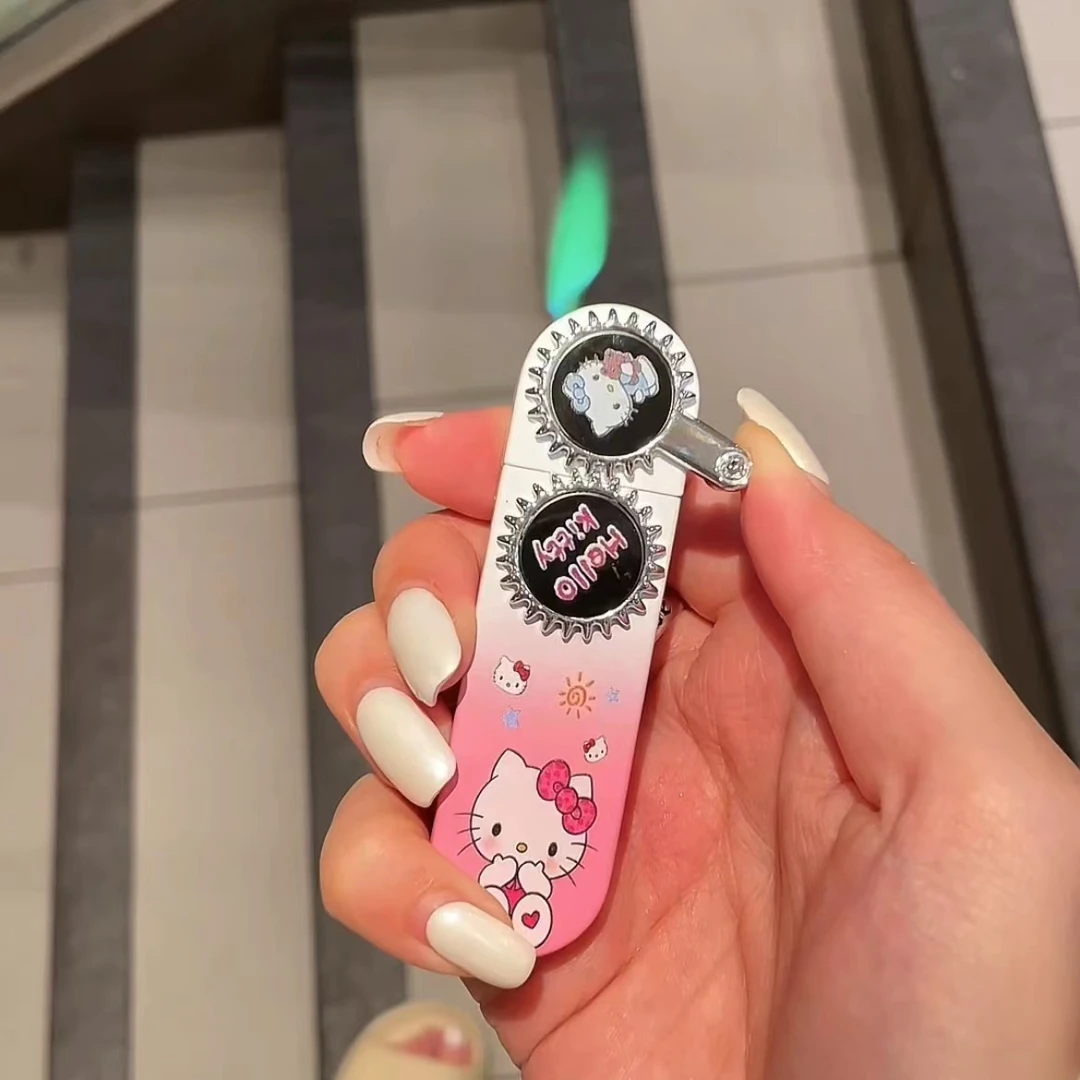 可爱甜色系彩绘库洛米卡通帕恰狗齿轮锌合金防风打火机黑色史迪仔