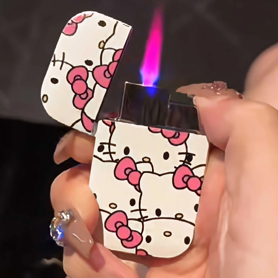 公主请发财凯迪猫库洛米卡通金属充气打火机粉色火焰少女感送闺蜜