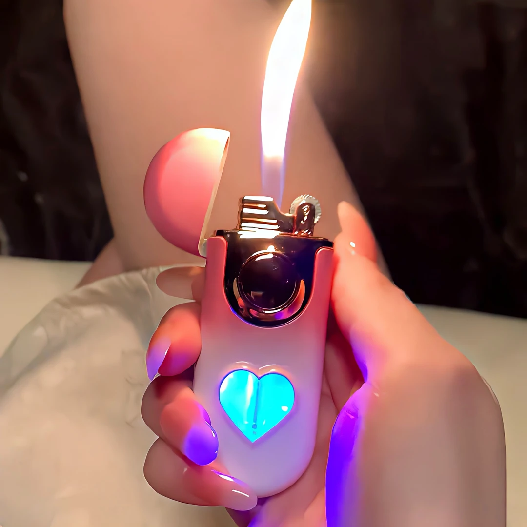 爱心打火机网红ins女生防风创意DIY双火转换送男友老公情人节礼物