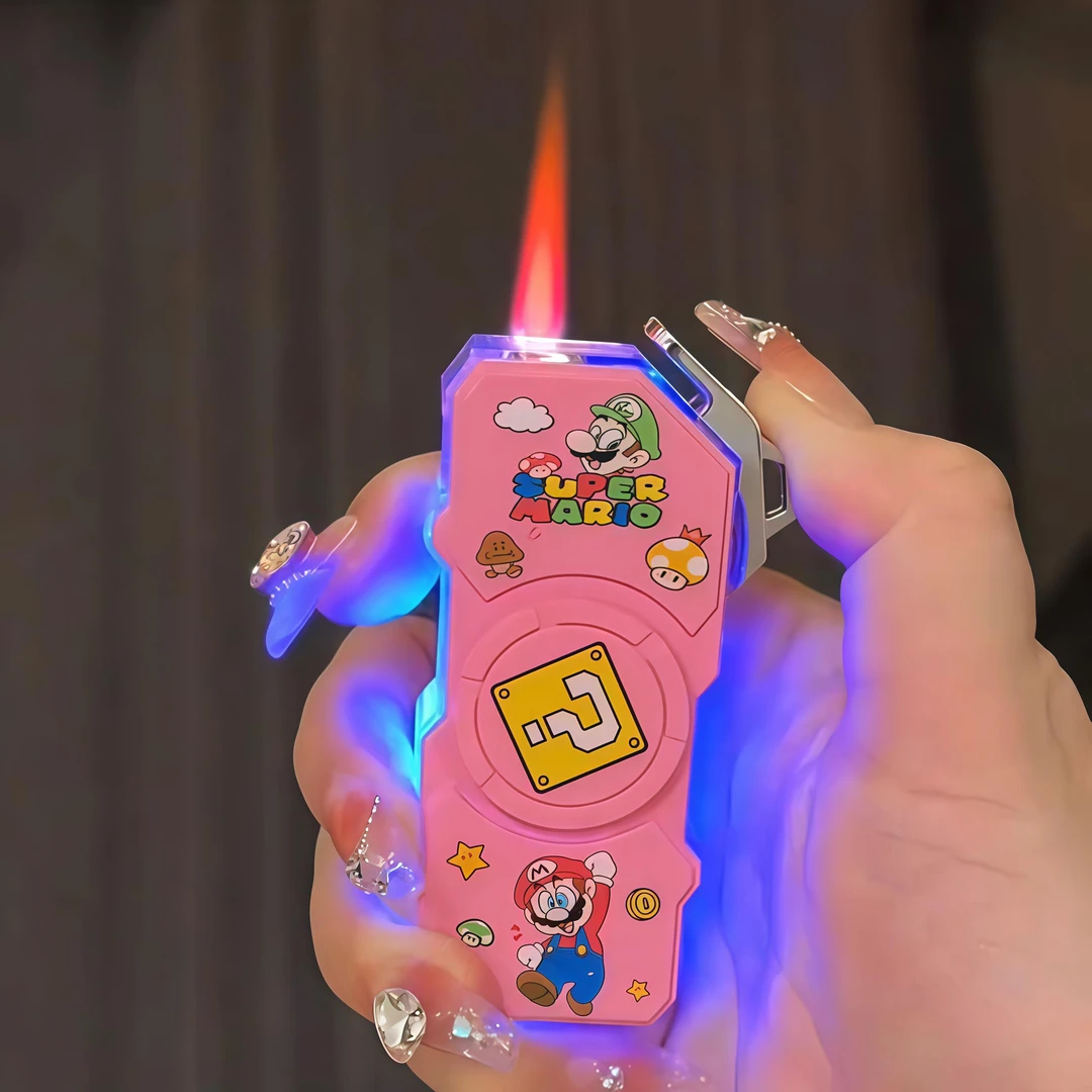 创意卡通网红指尖陀螺防风打火机充气旋转直冲炫酷解压高颜值男友