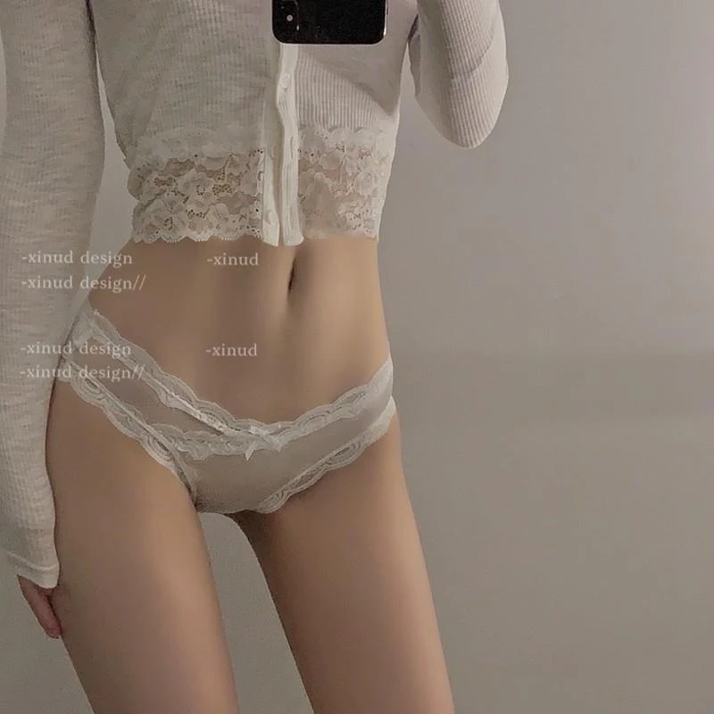 网纱内裤女生纯欲性惑蕾丝性感女士白色日系薄款少女低腰三角短裤