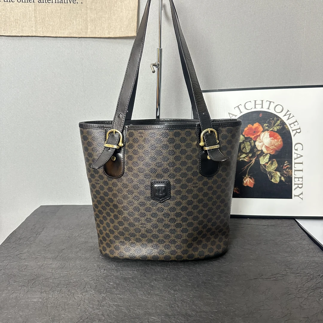 95新 Celine/思琳 古登中古/思琳老花水桶包/手提包/单肩包