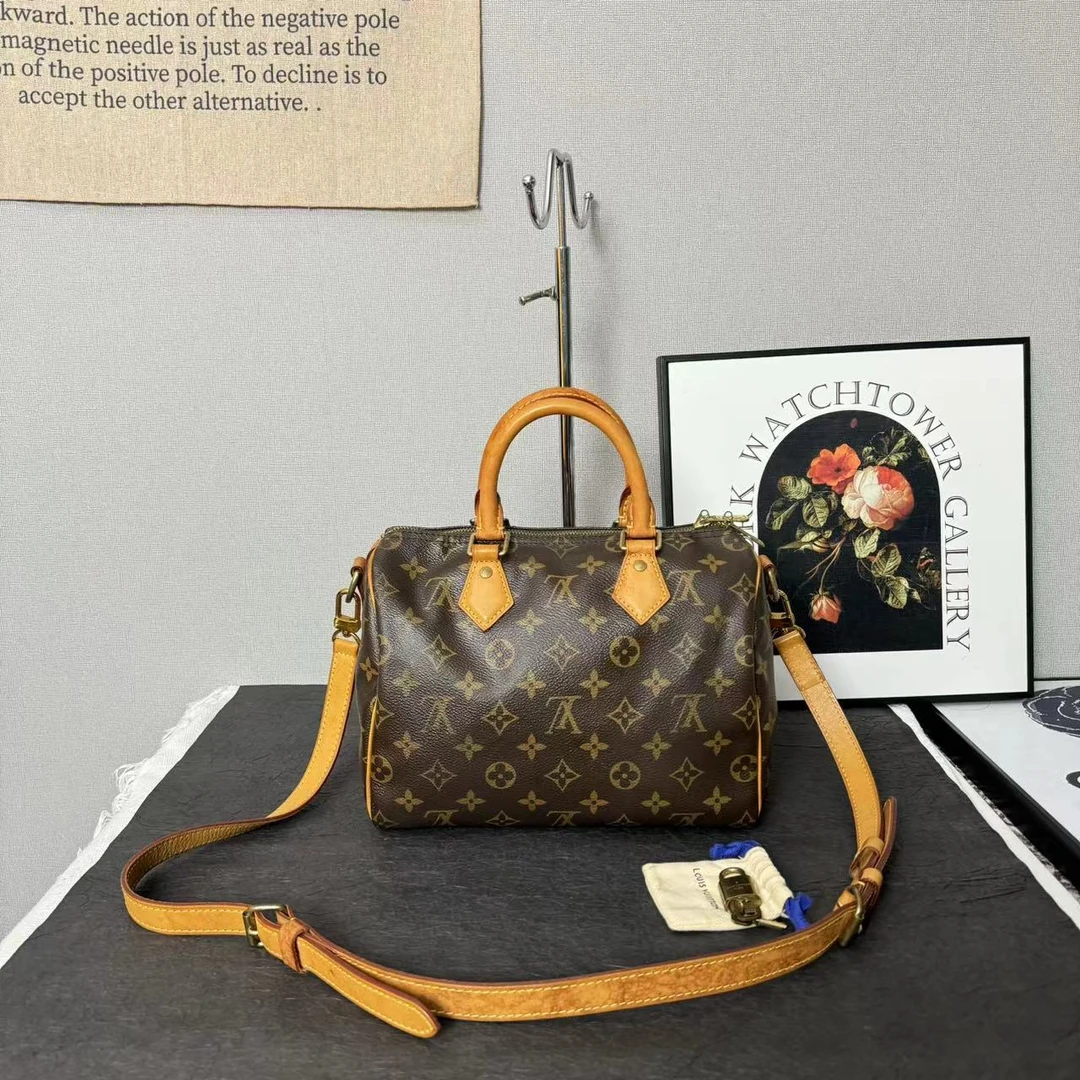 95新 LouisVuitton/路易威登 lv speedy25肩带款/手提包/斜挎包