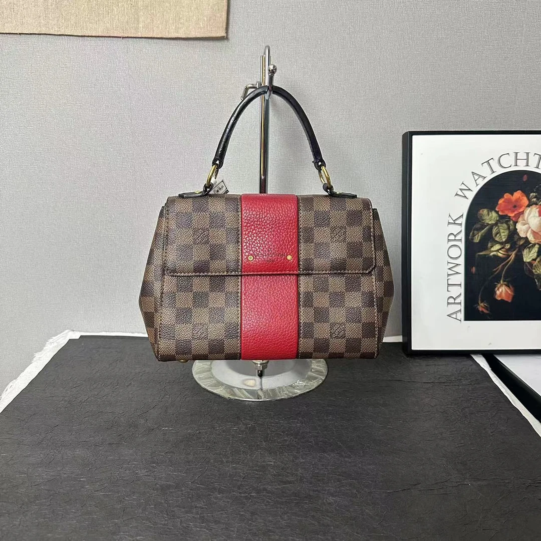 95新 LouisVuitton/路易威登 lv克鲁尼棋盘格拼红手提包/单肩包