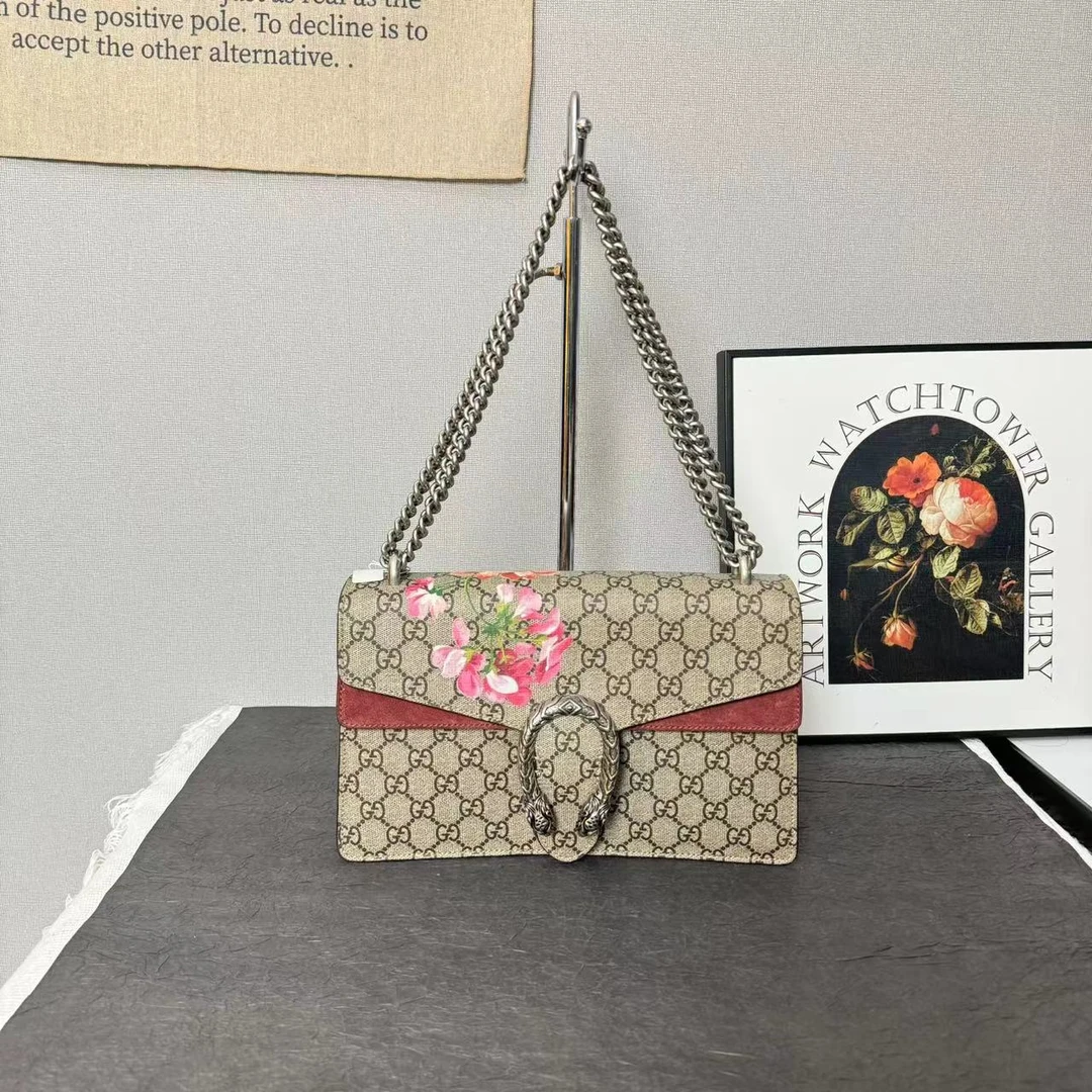 95新 GUCCI/古驰 古驰花卉酒神包/斜挎包/单肩包/链条包/腋下包