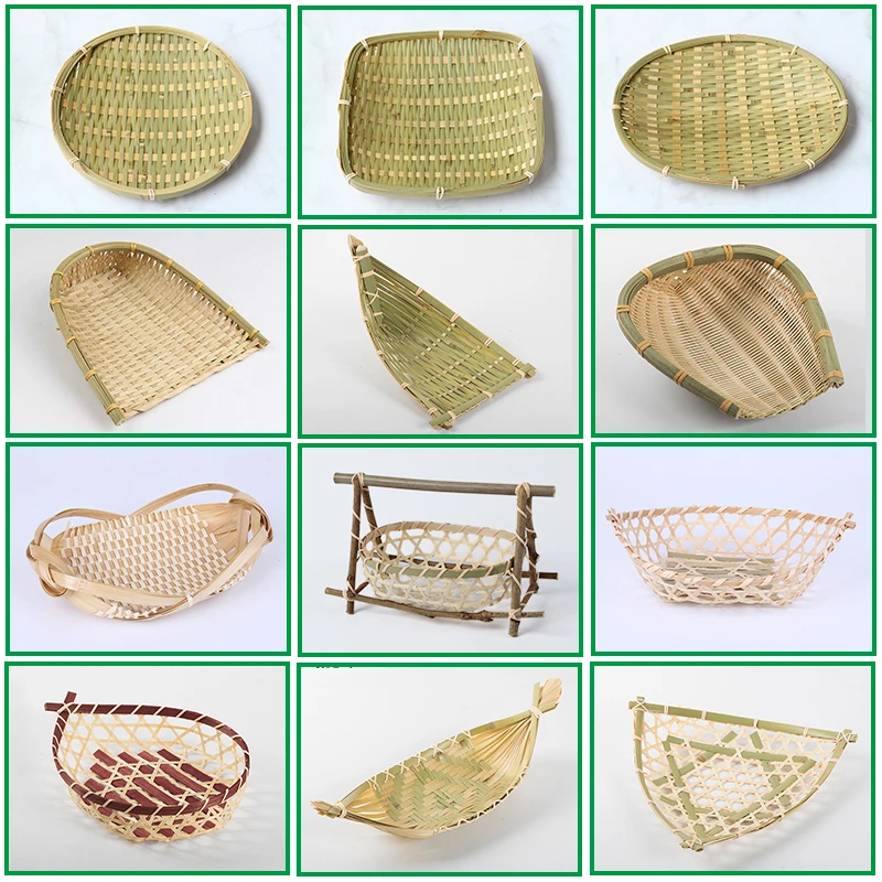 竹编馒头制品水果篮小竹篮簸箕竹篮子家用零食水果盘竹木餐具厨房