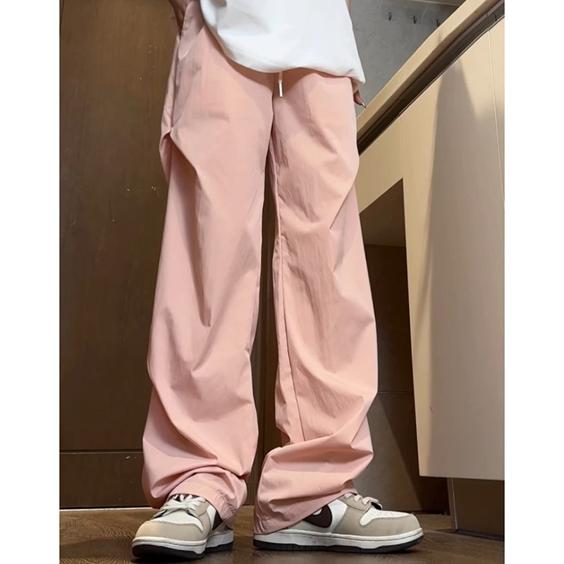 夏季新款休闲长裤男宽松直筒阔腿男运动裤男士高街百搭垂感情侣