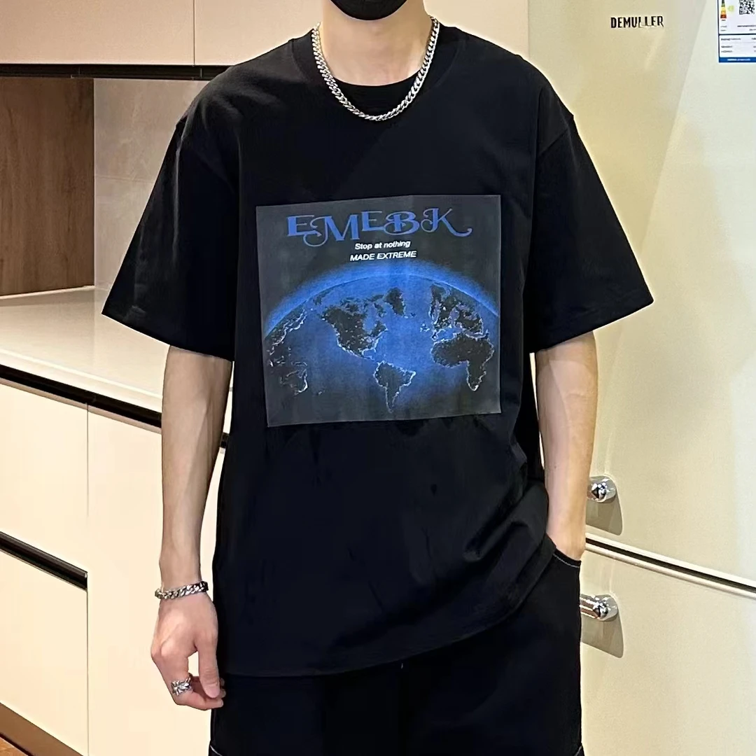 2025夏季重磅新款休闲百搭大码短袖潮流宽松半袖情侣装圆领潮帅