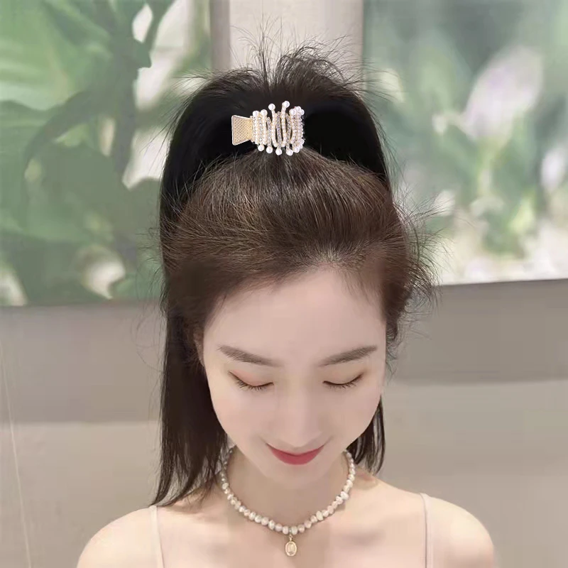 超闪水钻马尾夹固定神器发夹高级感鲨鱼夹轻奢时尚发卡气质发卡