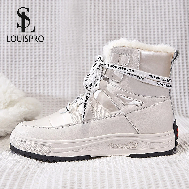 【LOUISPRO】高帮雪地靴女鞋百搭棉鞋马丁靴厚底短靴加绒保暖冬季