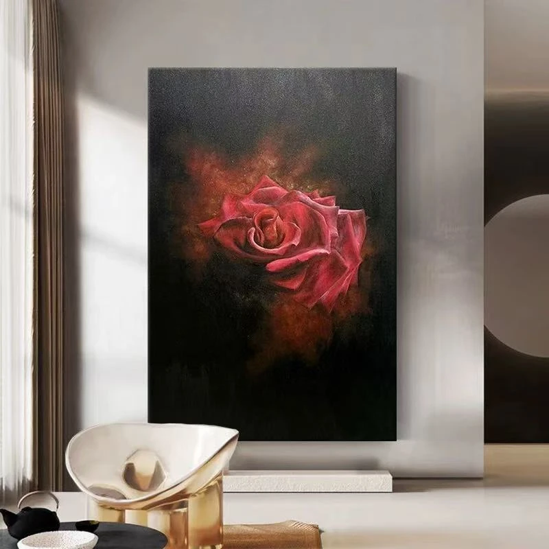 【一朵玫瑰】客厅轻奢肌理砂岩装饰画