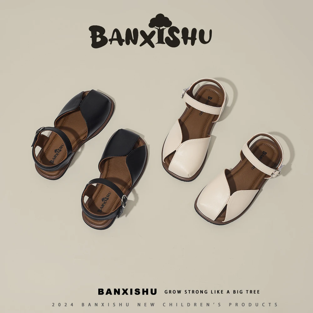 BanXiShu/班喜树 夏季新款百搭复古儿童凉鞋平底舒适包头女童鞋