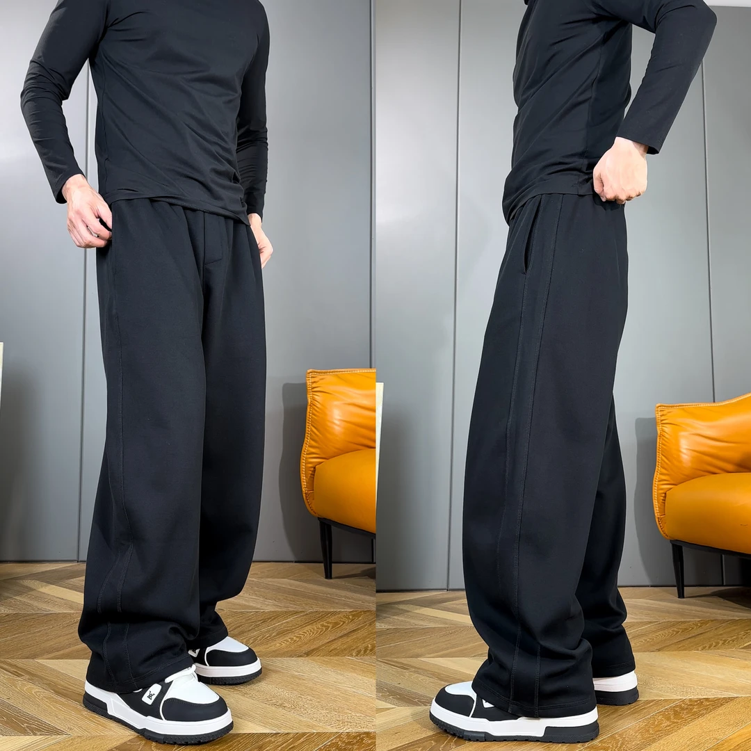 春秋款男休闲裤弯刀裤潮牌运动休闲裤男阔腿宽松休闲裤垂坠感柔软