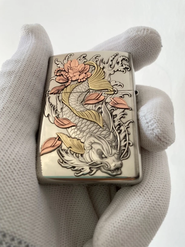 ZORRO 龙鱼镶嵌二代盔甲 纯铜防风3D浮雕 男士生日礼打火机