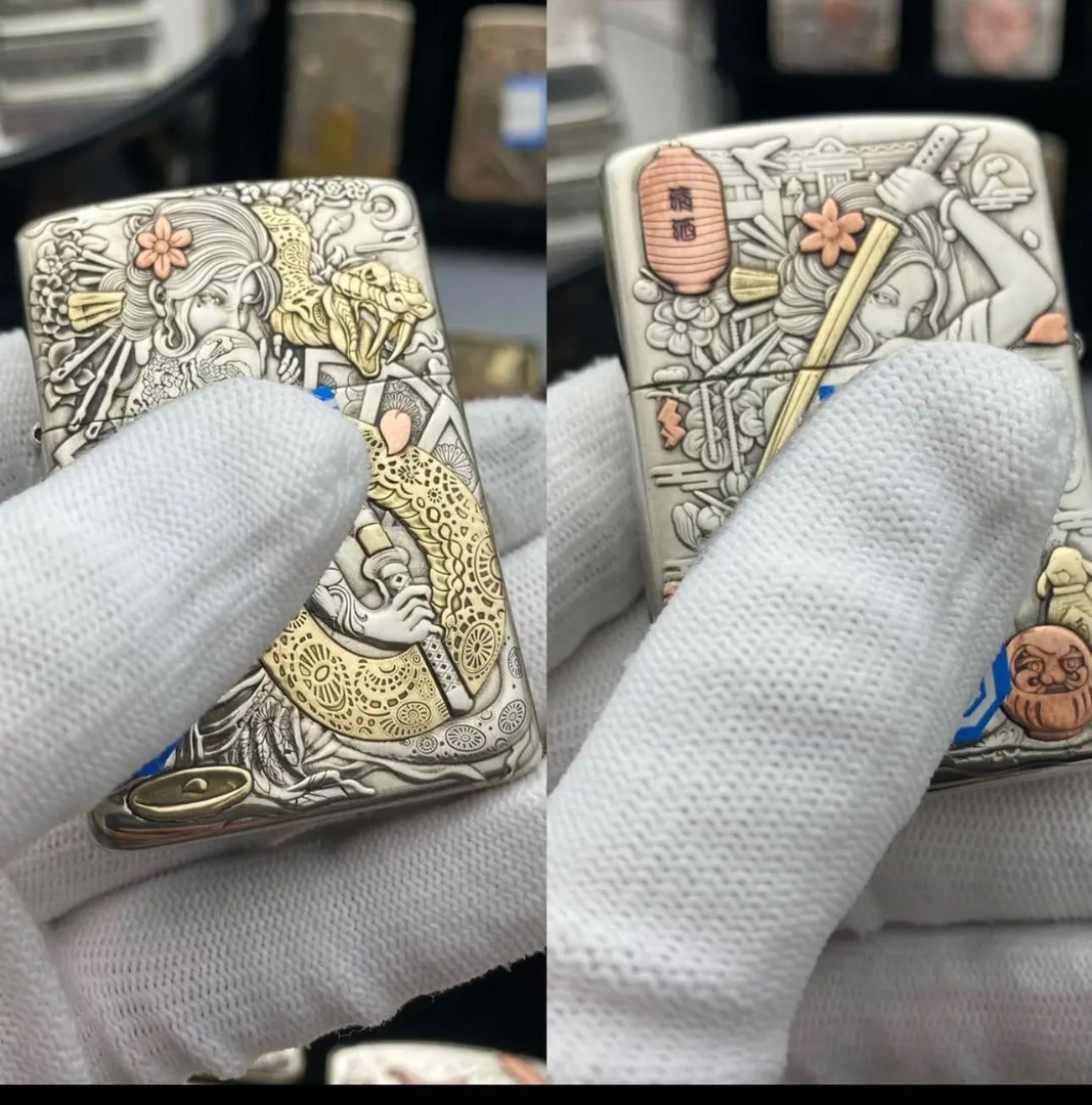 ZORRO 二代盔甲镶嵌蛇女刀女   纯铜防风3D浮雕 生日礼打火机