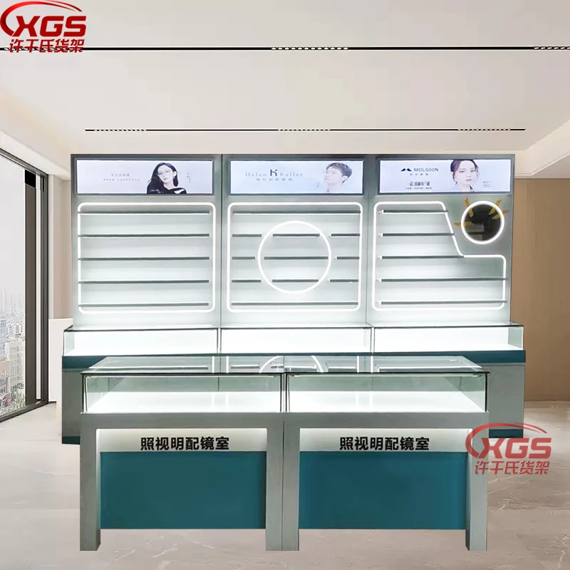 眼镜店展示柜中岛展台太阳镜墨镜陈列架近视框架柜台玻璃货架烤漆