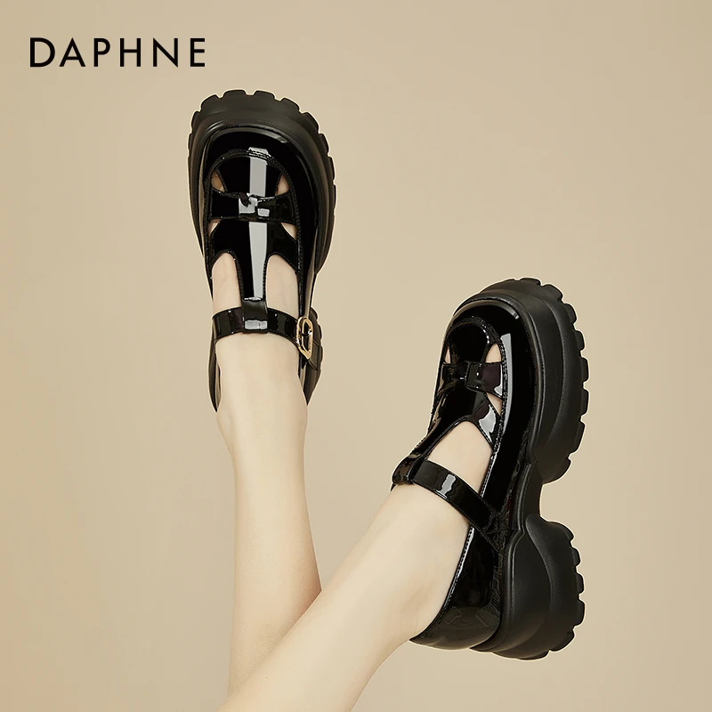 达芙妮玛丽珍罗马凉鞋女2025秋季新款编织小皮鞋厚底增高松糕单鞋