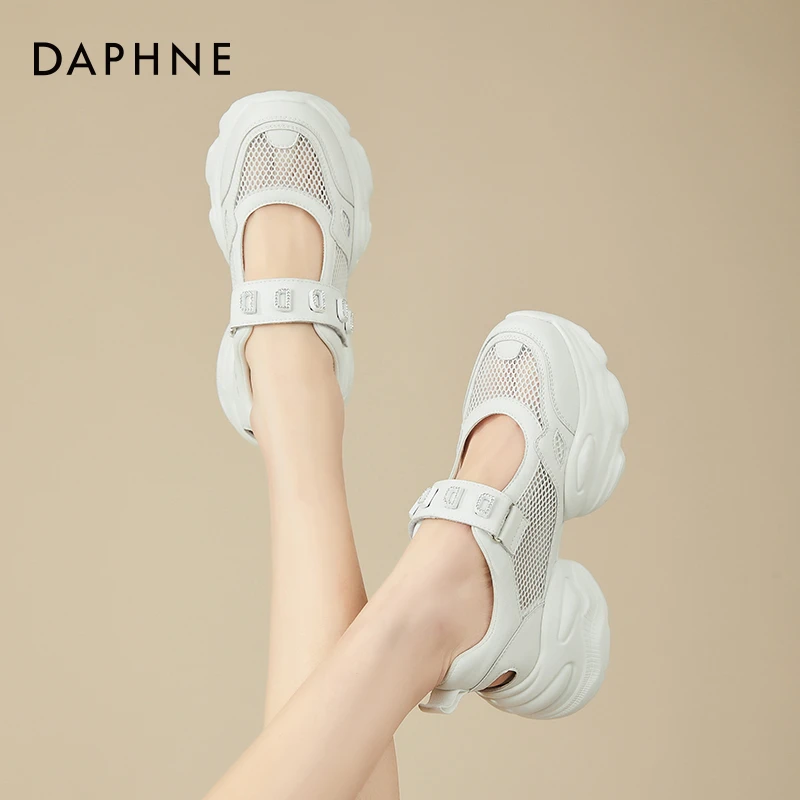 达芙妮厚底增高老爹鞋女2025夏秋季新款网面镂空透气休闲玛丽珍鞋