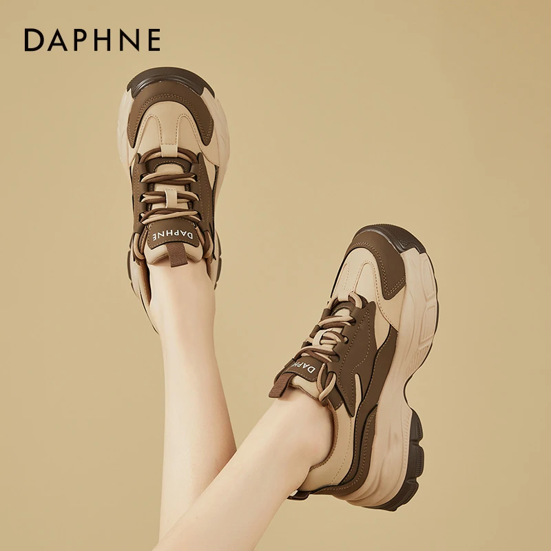 达芙妮显脚小港风老爹鞋女2025秋季新款小个子厚底增高休闲运动鞋