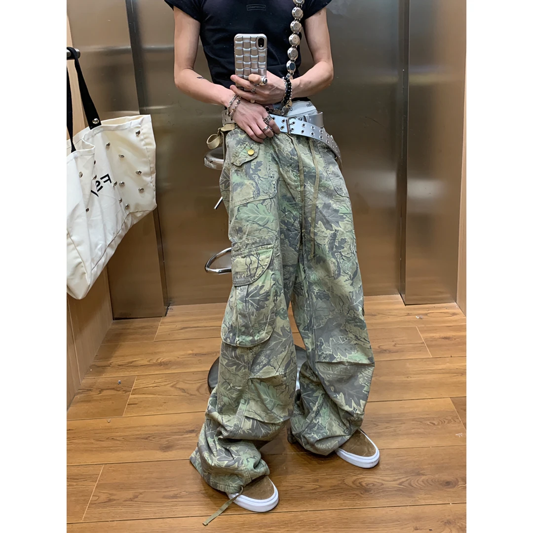 衣栈  美式废土风复古束脚工装裤男女款夏季街头嘻哈迷彩休闲长裤