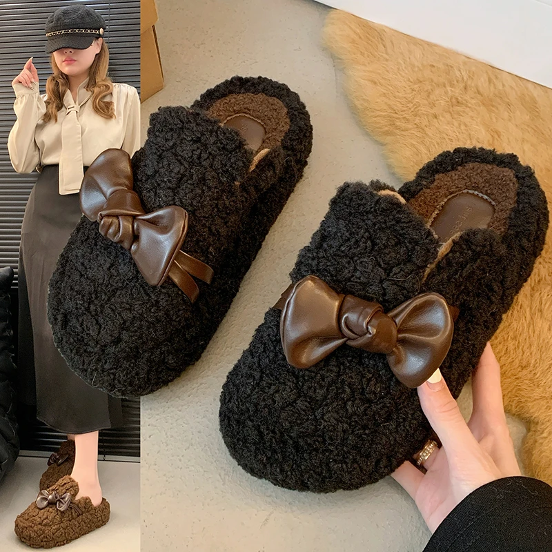 厚底包头毛毛拖鞋女外穿加绒保暖网红百搭秋冬季2025新款棉拖鞋子