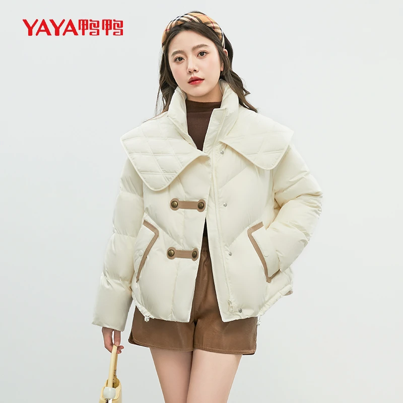 【艺文专属】Y鸭鸭新款女羽绒服立领披肩休闲短款保暖时尚外套
