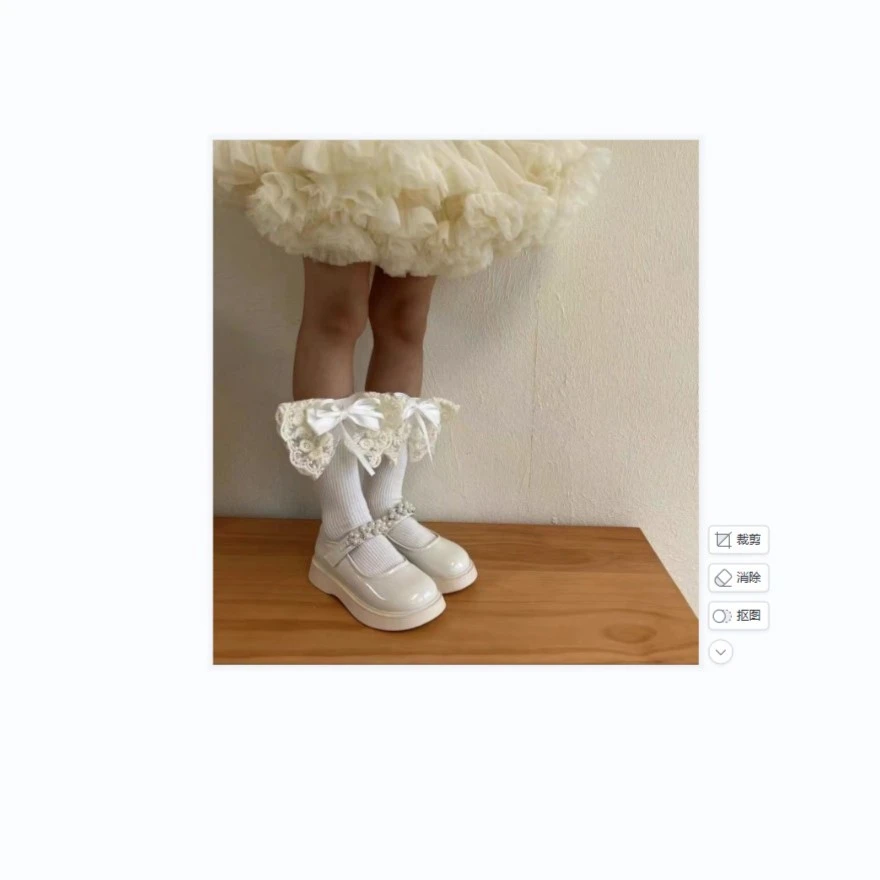 女童蕾丝蝴蝶结中筒袜63373W123