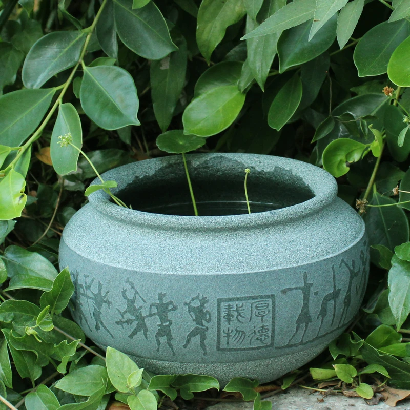 花盆天然青石整块石头加工复古风花瓶桌面水培石头钵鱼缸石材花器