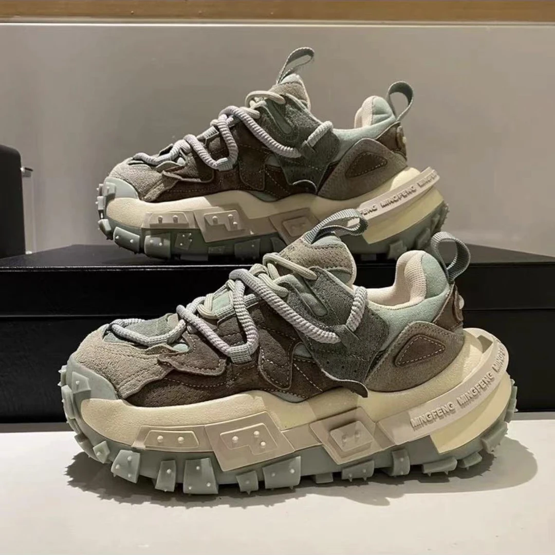 欧洲站拼色网红老爹鞋女厚底增高运动鞋2024春季新款欧货休闲女鞋