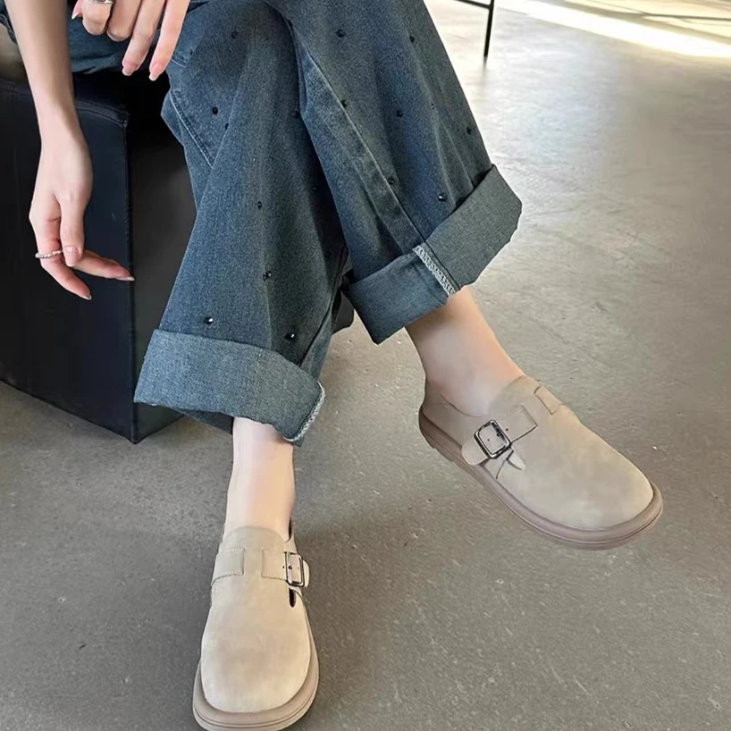 2024新款单鞋厚底勃肯鞋女百搭时尚舒适复古软底平底小皮鞋86-13
