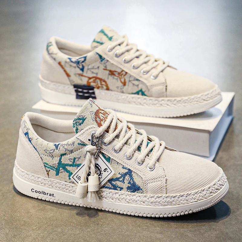 2024夏季ol帆布鞋透气百搭运动休闲板鞋男士时尚软底薄款潮流潮鞋