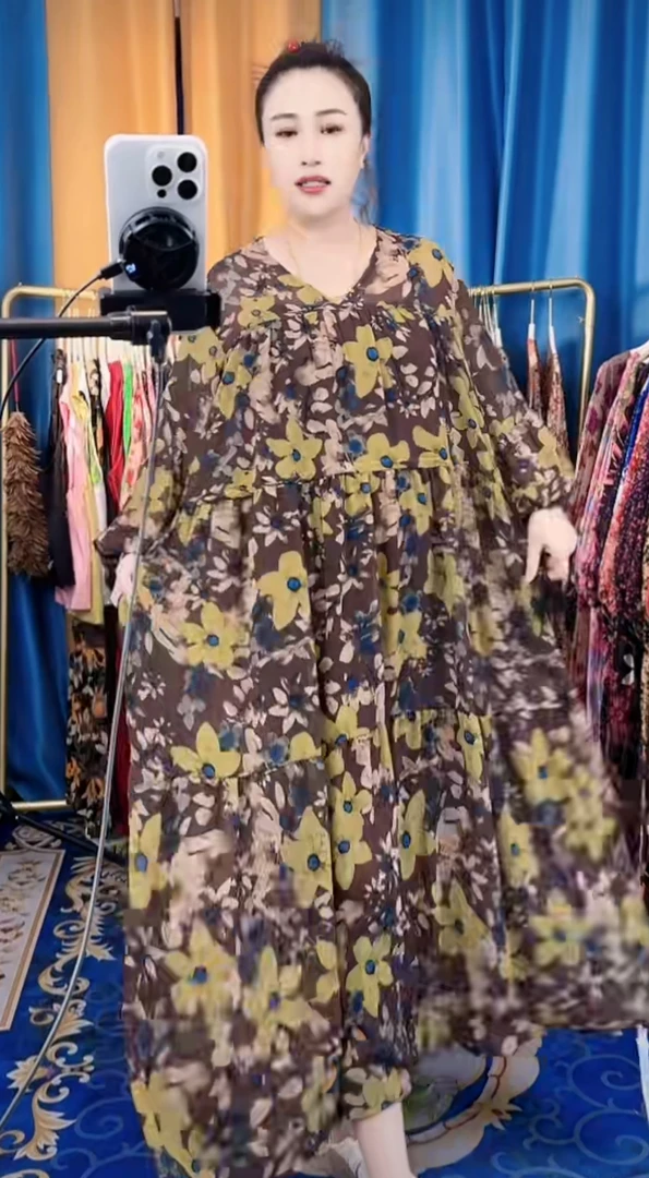 【编码003】夏季新款碎花连衣裙长款百搭收腰显瘦