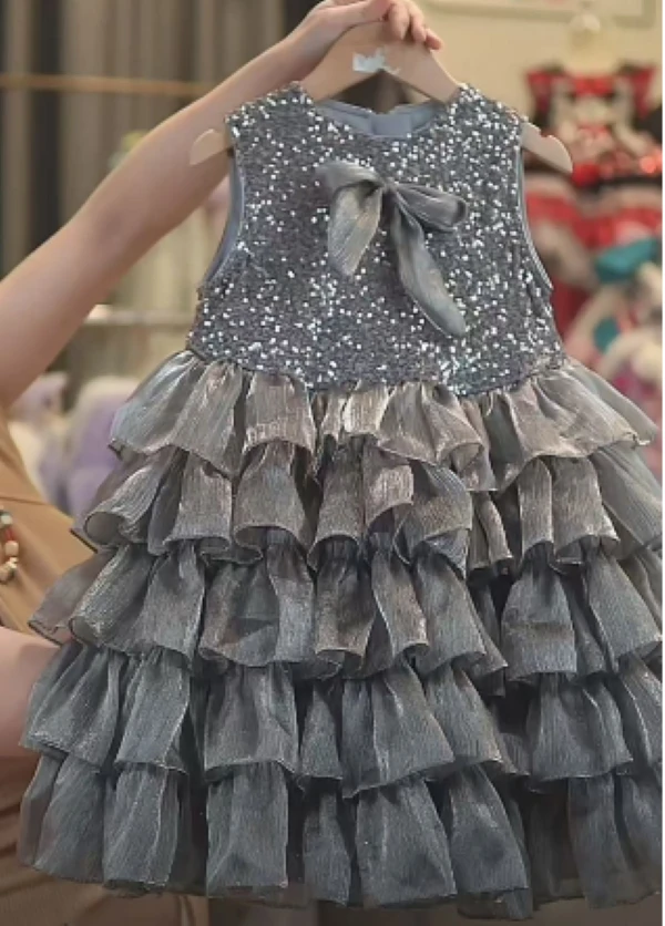 【贝妈高货8311】高级灰女童公主裙蓬蓬裙小女孩生日钢琴演出连衣裙