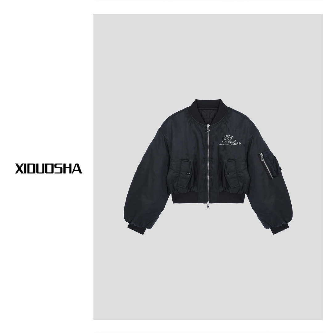 XIDUOSHA/喜朵莎原创设计师款新品短款美式复古飞行夹克XDS731