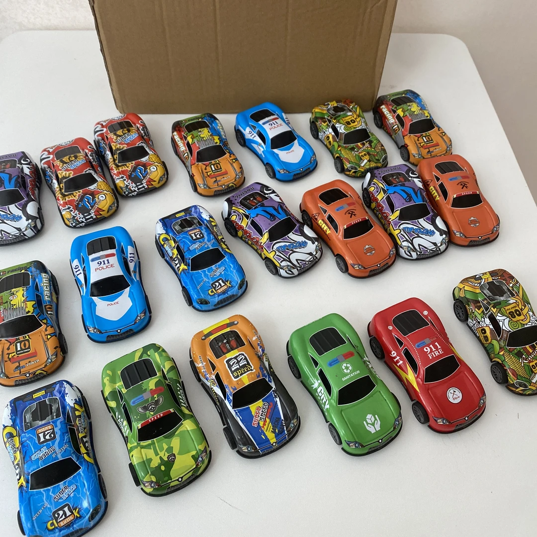 10只6.5cm合金回力铁皮车 科学玩具模型