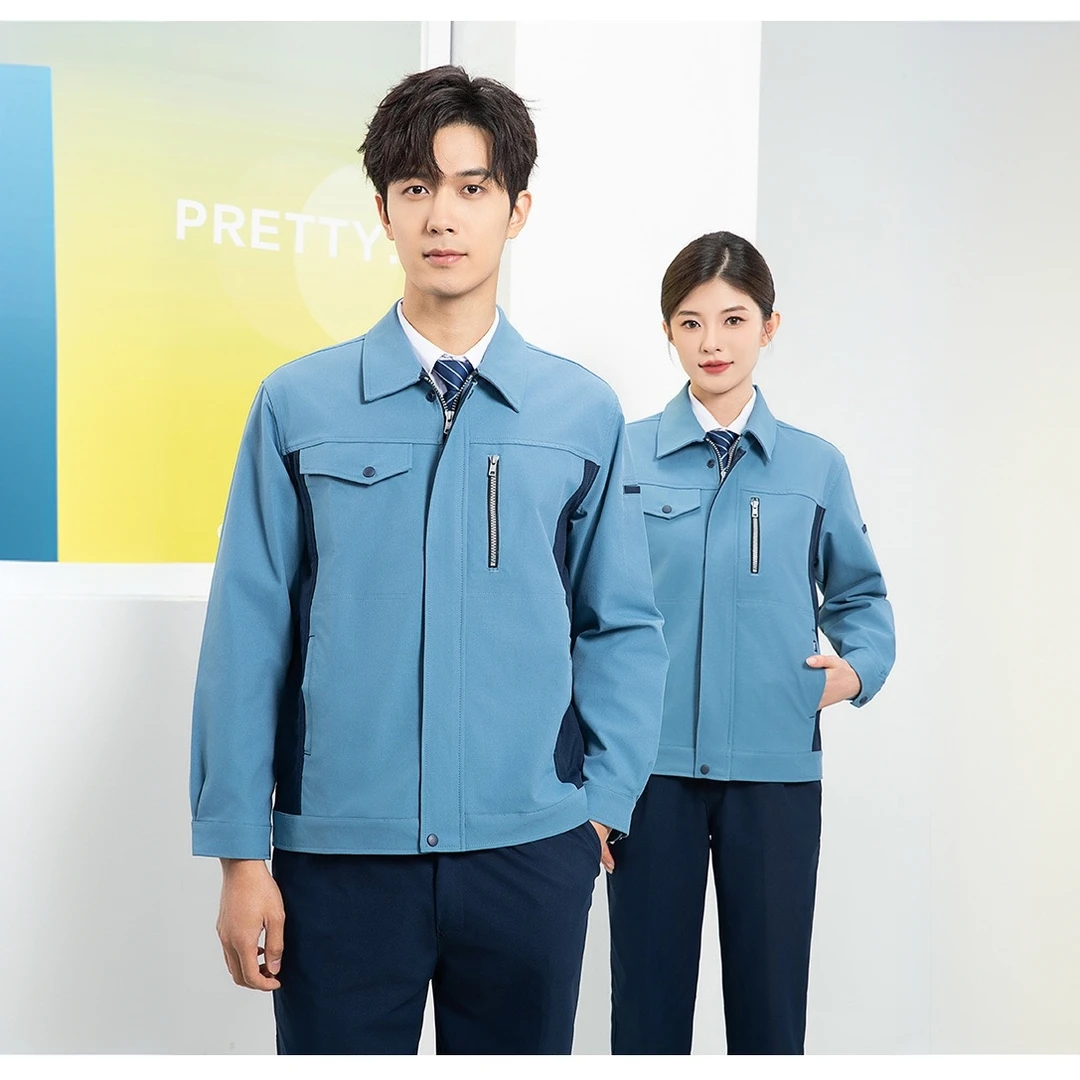 高弹力面料加导电丝合成防静电工作服长袖工地工厂汽修机电工装