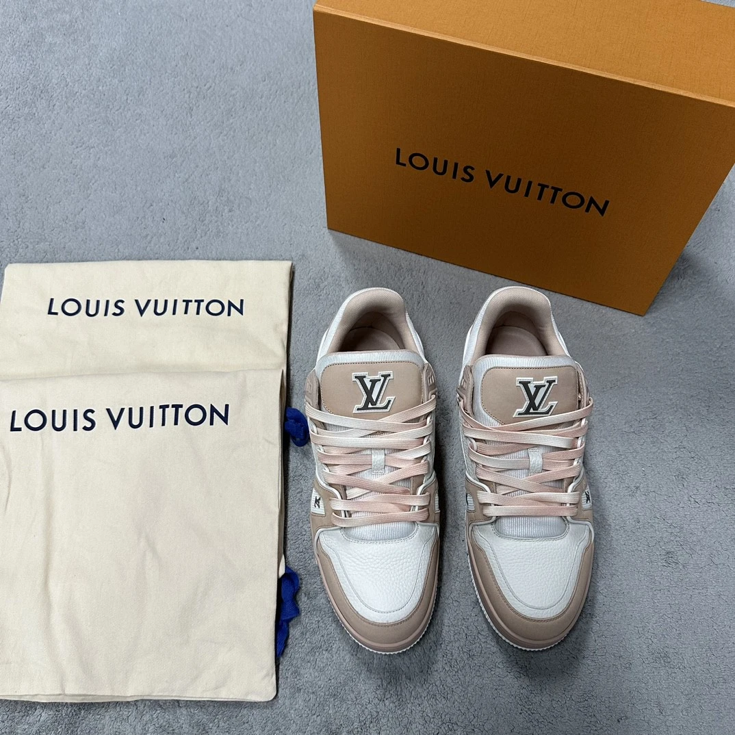 全新/Louis Vuitton LV Trainer粉白运动鞋 8码 D11849