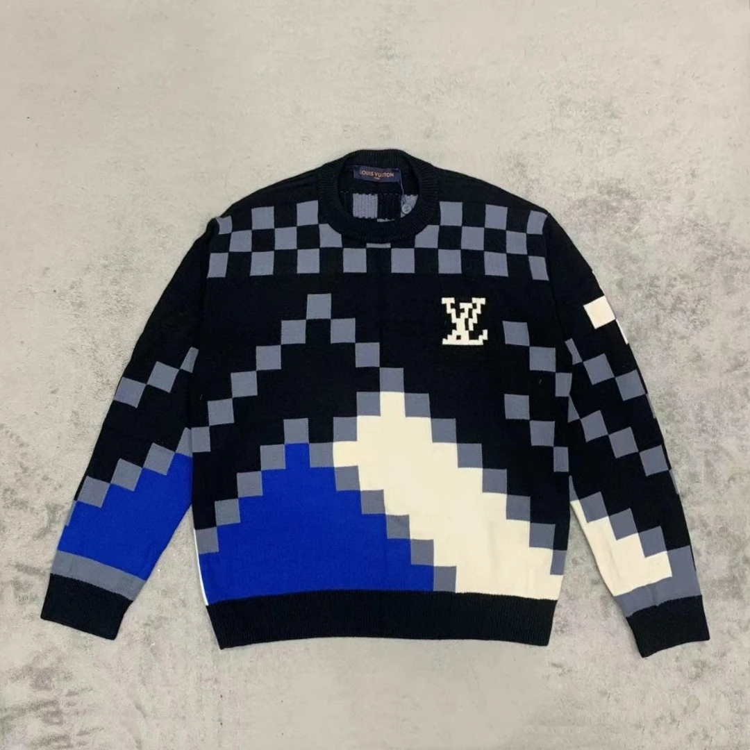 全新未使用  Louis Vuitton LV 像素马赛克 圆领毛衣 L码