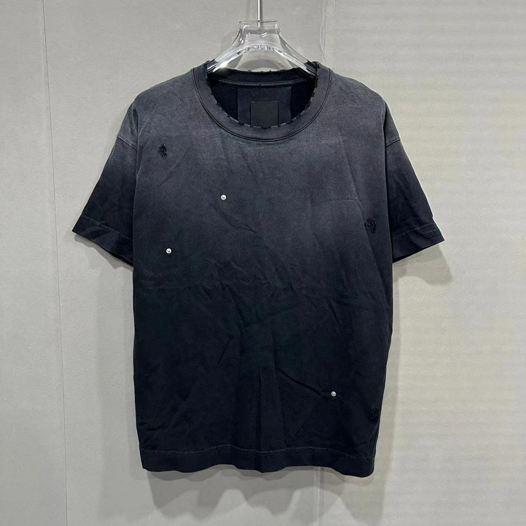 未使用 Givenchy/纪梵希 渐变做旧破洞短袖 S码 D10778