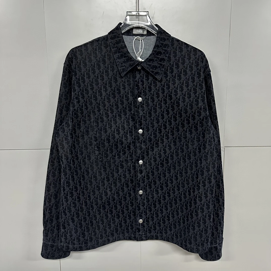 全新/DIOR 迪奥 植绒老花满印牛仔外套 46码 D11703