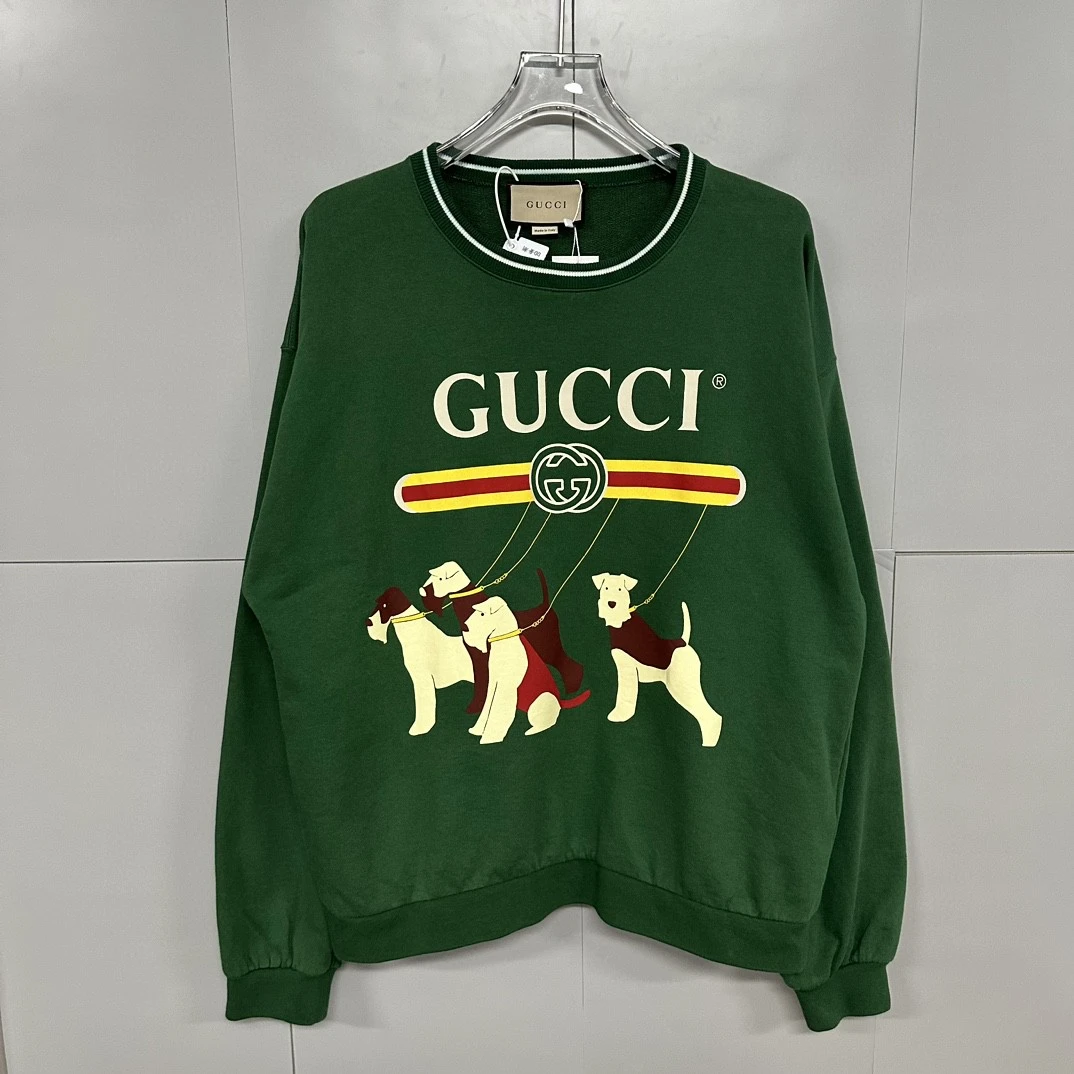 全新未使用  Gucci 古驰卡通小狗印花卫衣 L码 D11468