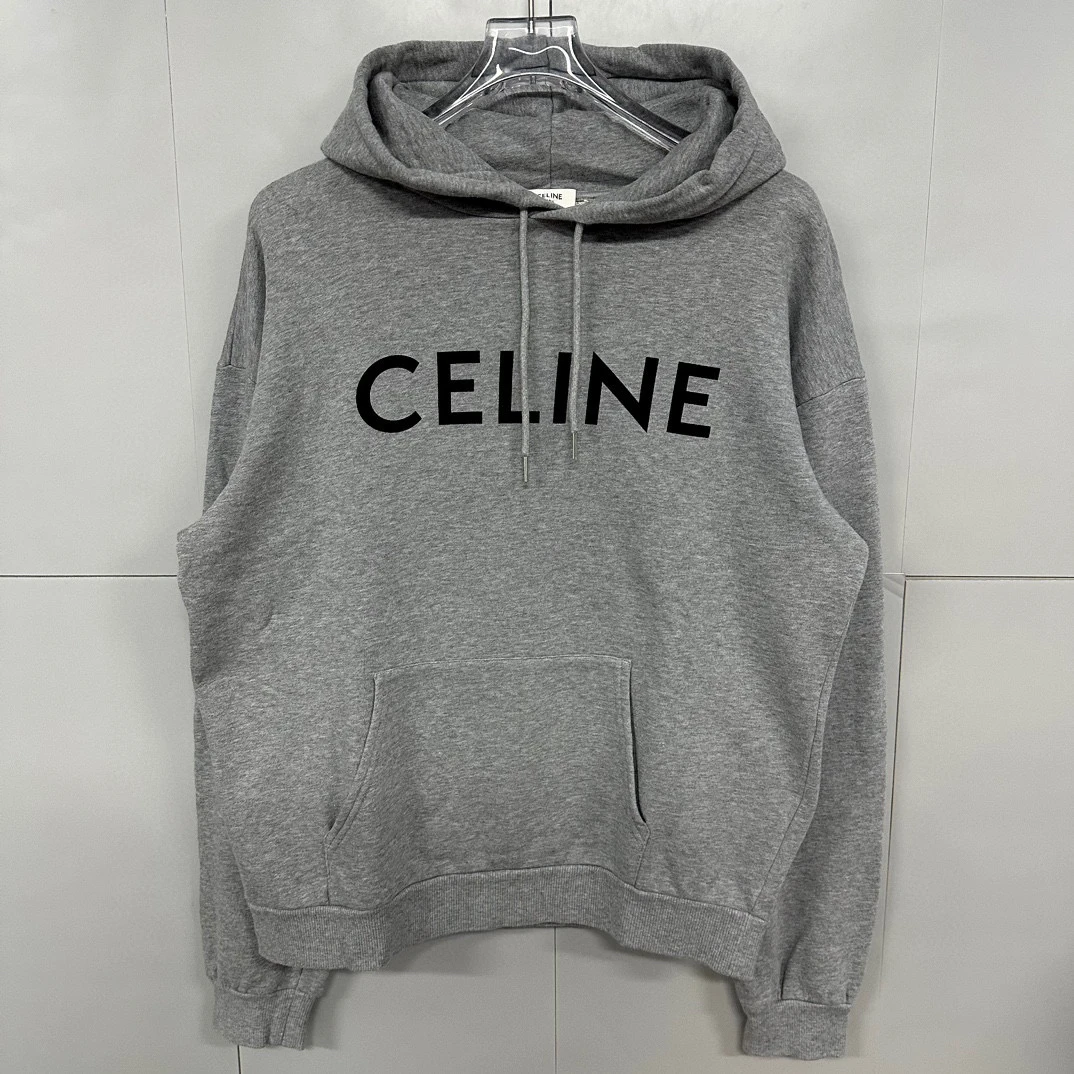 全新/Celine思琳 字母logo标语连帽卫衣 L码 D14555