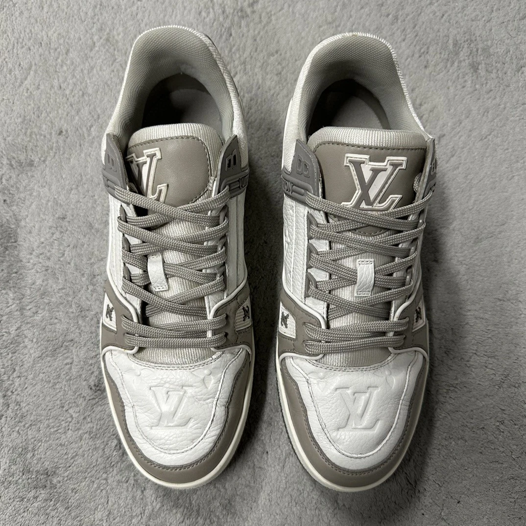 95新  Louis Vuitton LV Trainer 灰白拼接运动鞋 6码 D11193