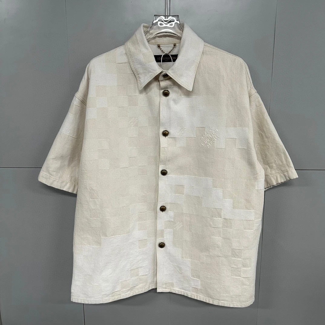 未使用 LouisVuitton/路易威登 SS24 米色短袖衬衫 M码 D13095