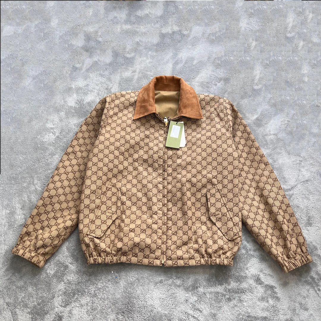 全新未使用  Gucci 古驰 满印双面穿夹克外套 46码 D10232