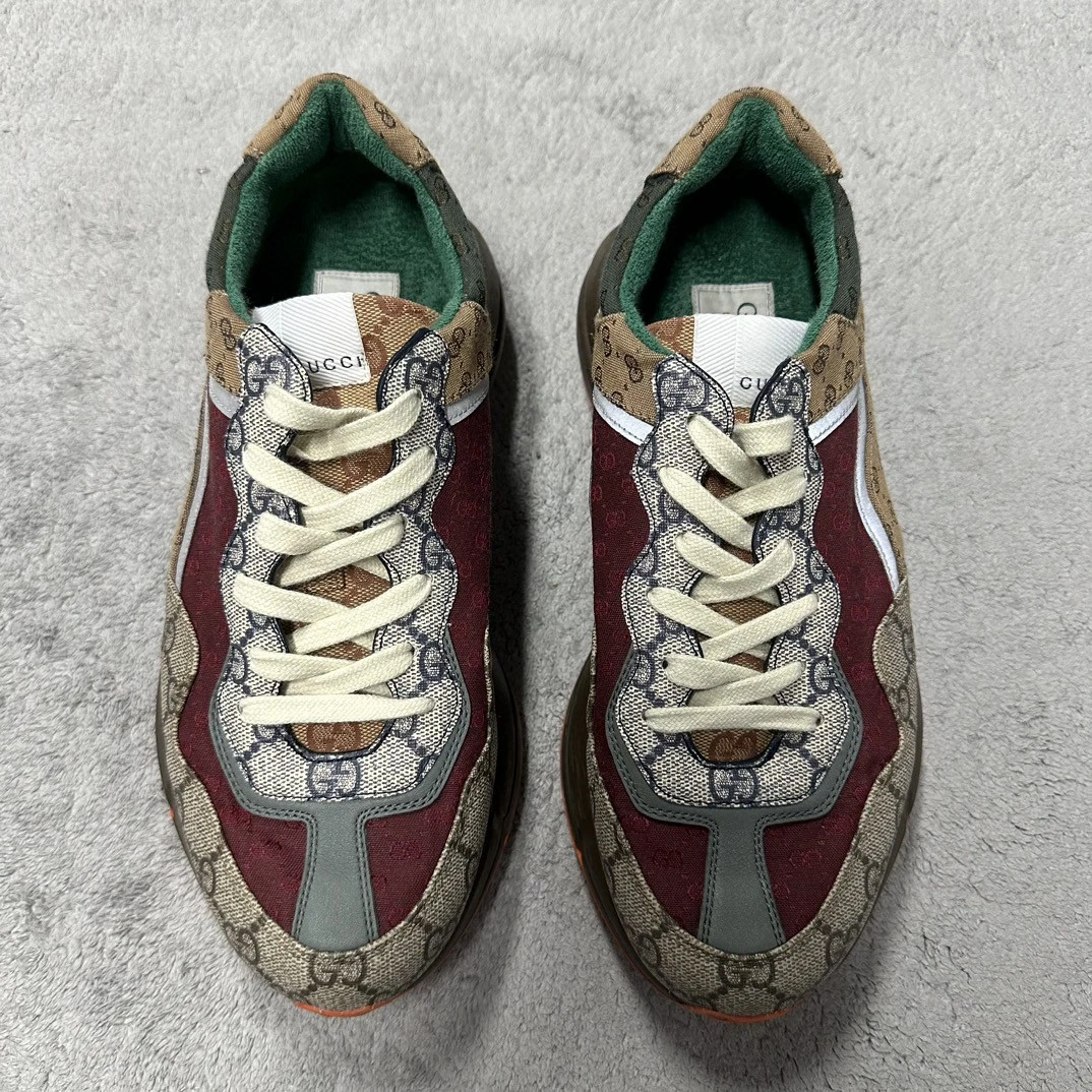 95新 Gucci 古驰红棕拼接满印老爹鞋 6码 D12184