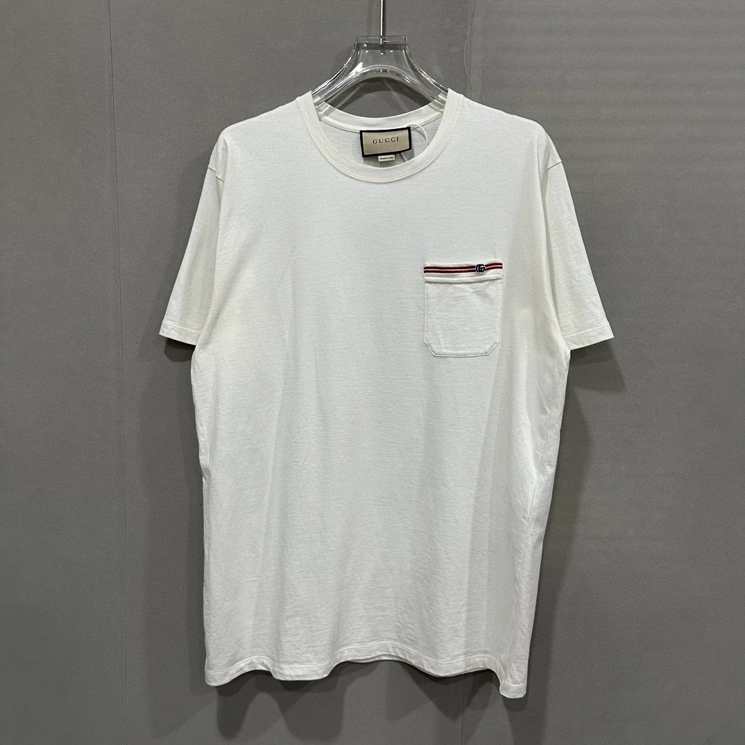 未使用 GUCCI/古驰 刺绣logo口袋短袖 L码 D11262