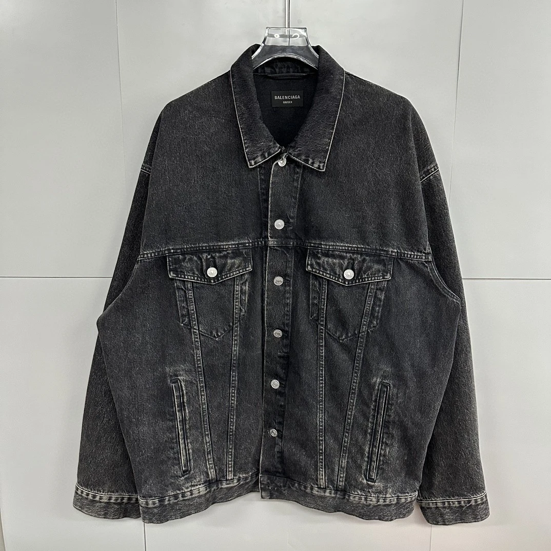 全新/Balenciaga 背后水钻logo牛仔外套L码D10531