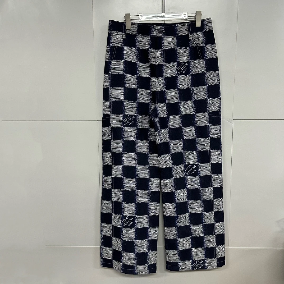 全新未使用  Louis Vuitton LV SS24棋盘格长裤 50码 D11434