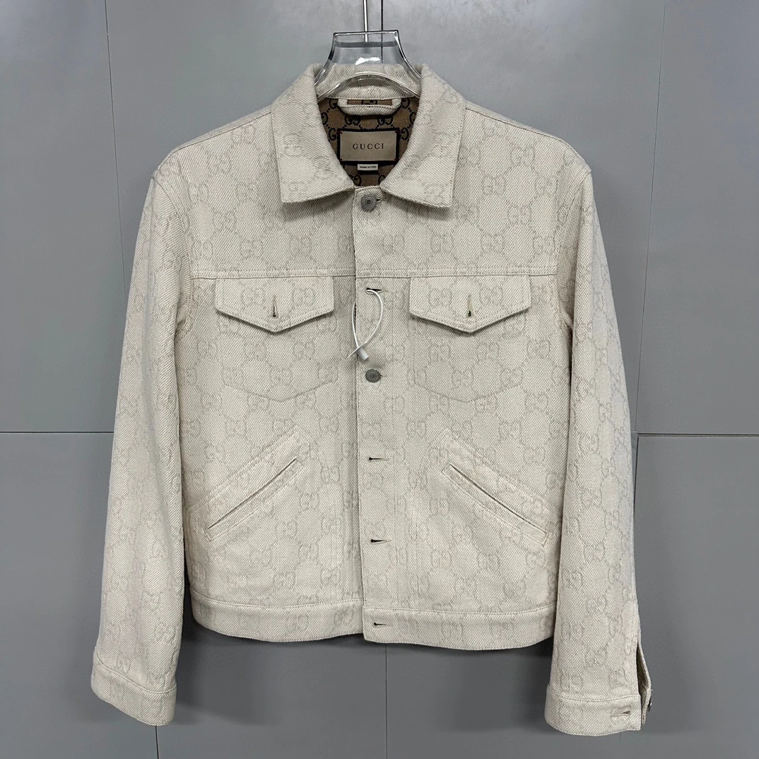 未使用 GUCCI/古驰 SS24满印提花翻领牛仔外套 46码 D13466